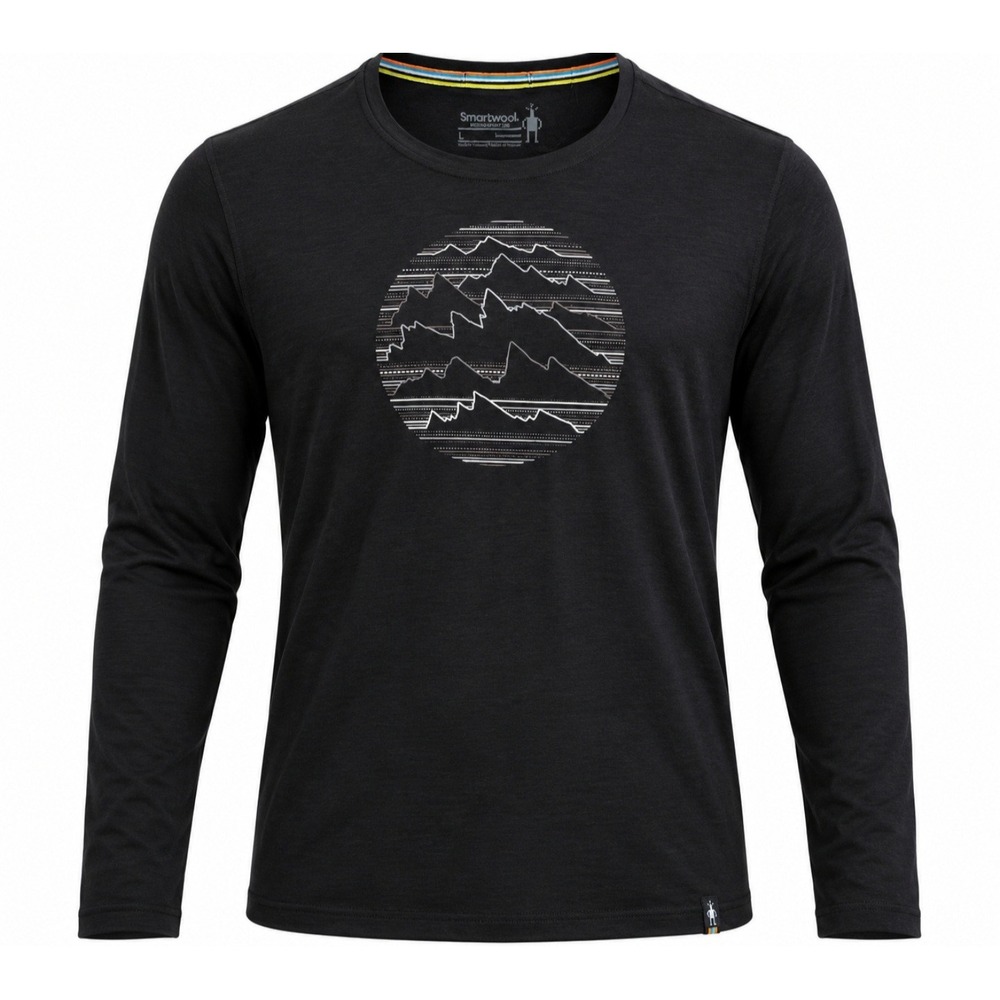 Smartwool Merino Sport 150 Topo Storm Mountain Black Long Sleeve Shirt Men's L
